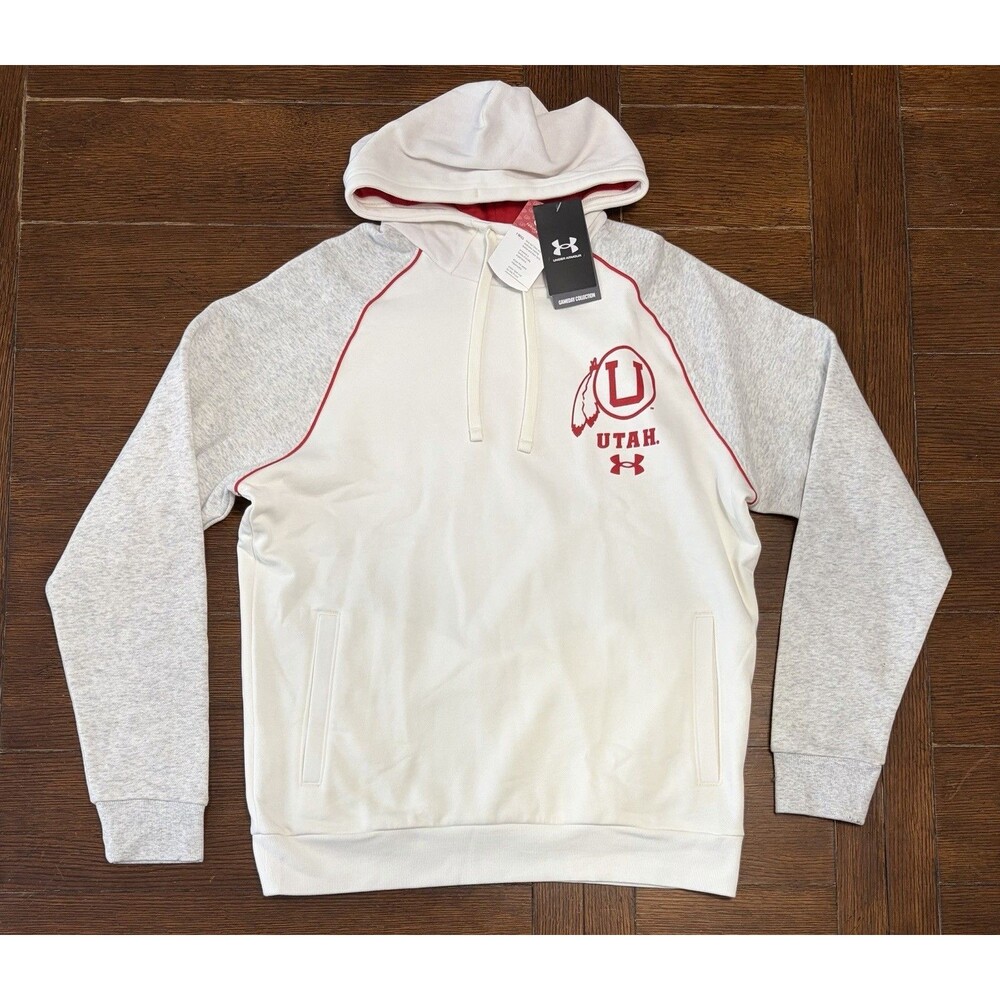 Men’s Utah Utes Under Armour Size Medium White Hoodie NWT College NCAA